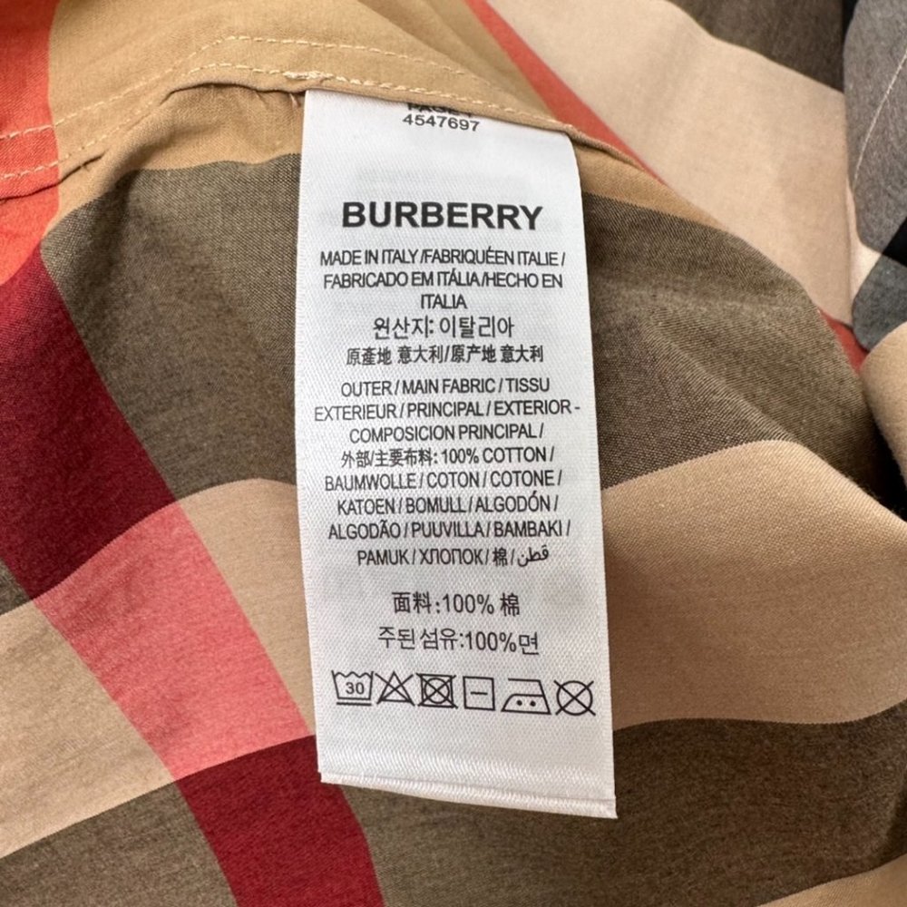NWT size:M Burberry classic plaid stretch cotton poplin long-sleeved shirt - Picture 10 of 10